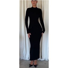 House of CB Marie-Louise Black Slinky Turtleneck Maxi Dress size XS (NWOT)