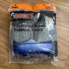 4 Pairs New Rocky Polyester Blend Thermal Socks Size Large Made In USA 1007 Blk