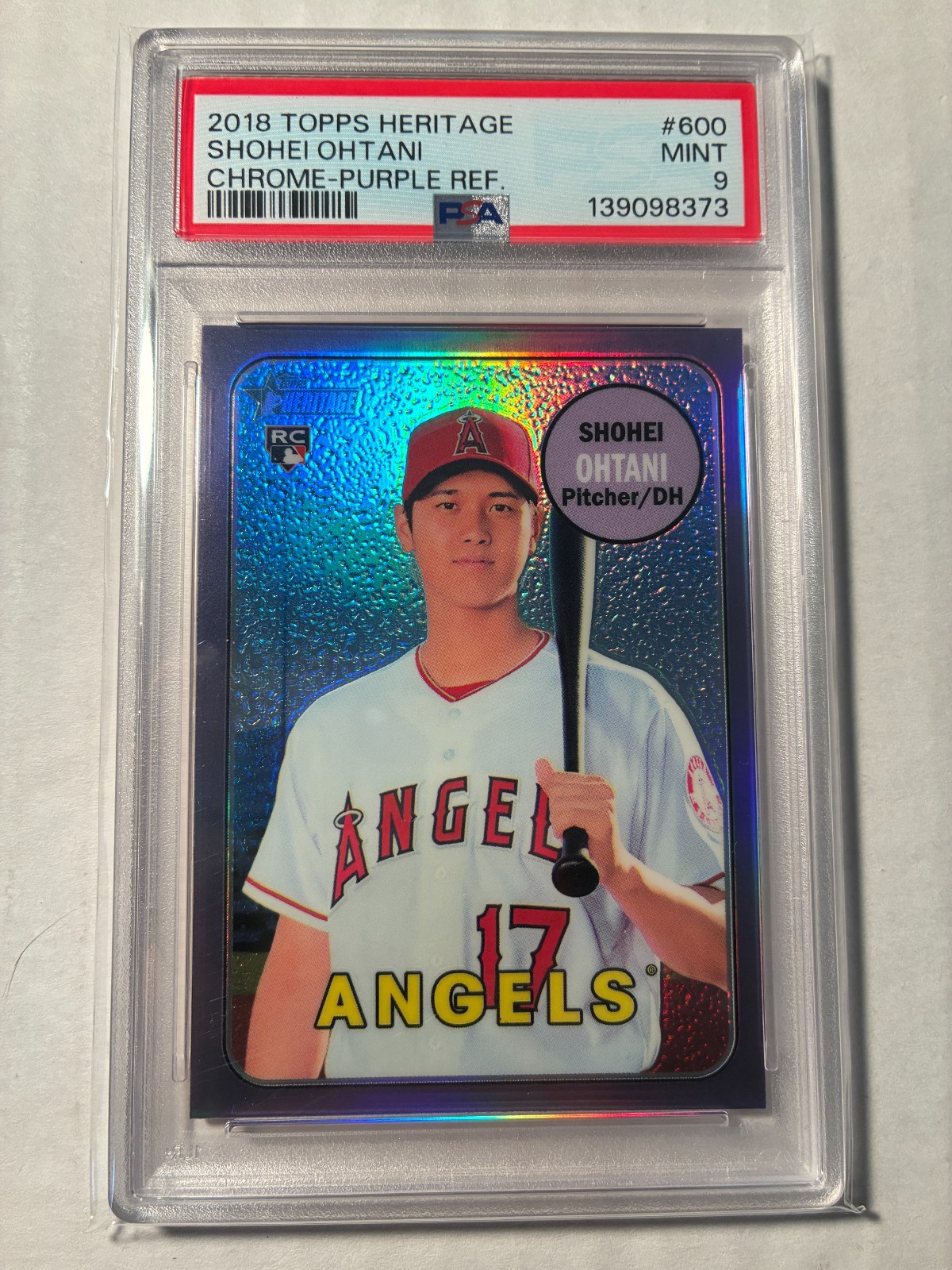 2018 Topps Heritage Baseball SHOHEI OHTANI RC Rookie Purple Chrome PSA 9 Mint!