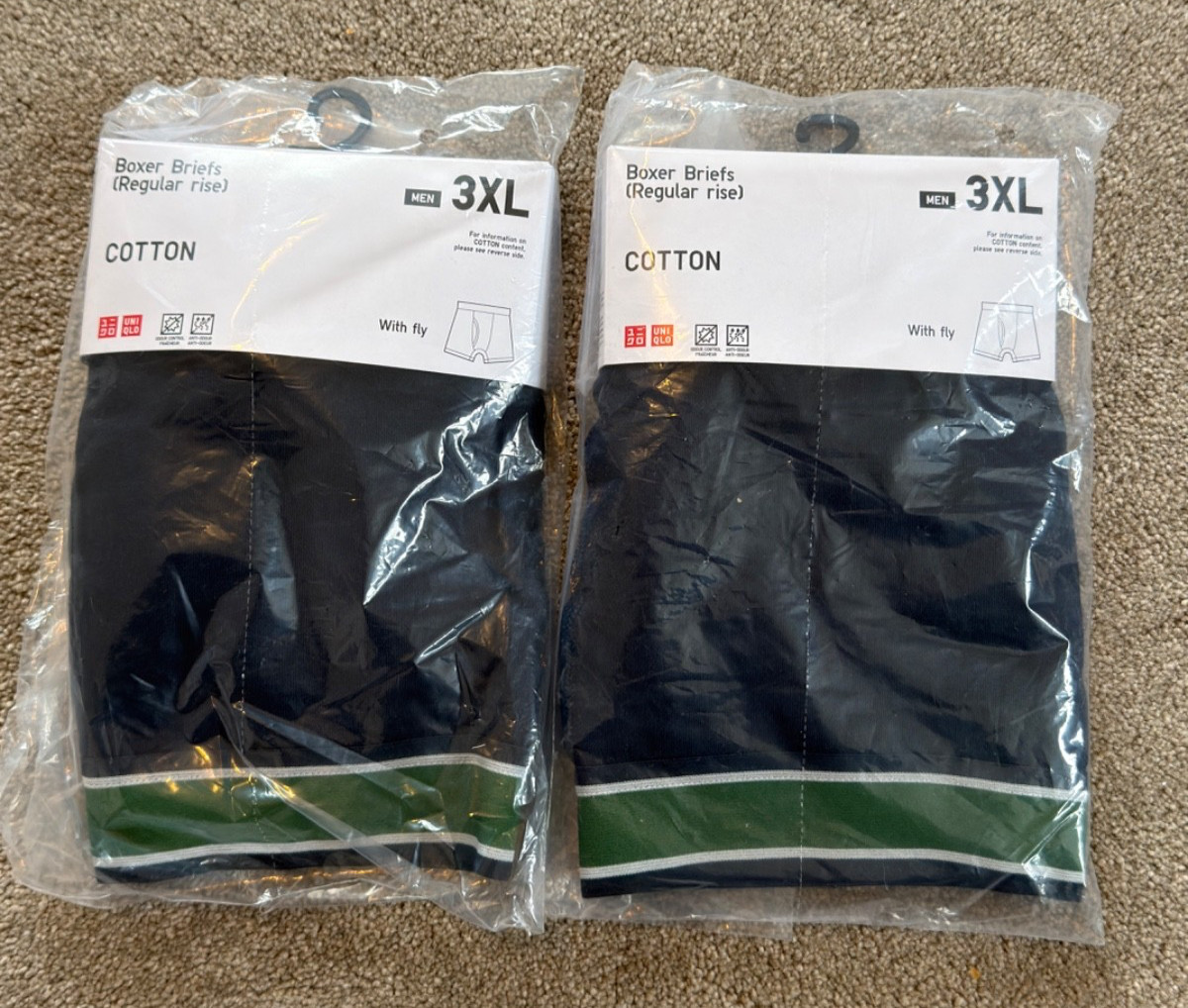 Uniqlo Cotton Boxer Briefs (Regular Rise) in Navy - 3XL (Pack of 2)