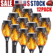 12X Large 12LED Solar Power Torch Light Flickering Flame Garden Waterproof Lamp
