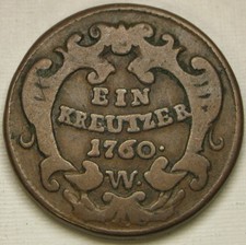 AUSTRIA 1 Kreuzer 1760 W - Copper - Maria Theresa - VF - 718 *