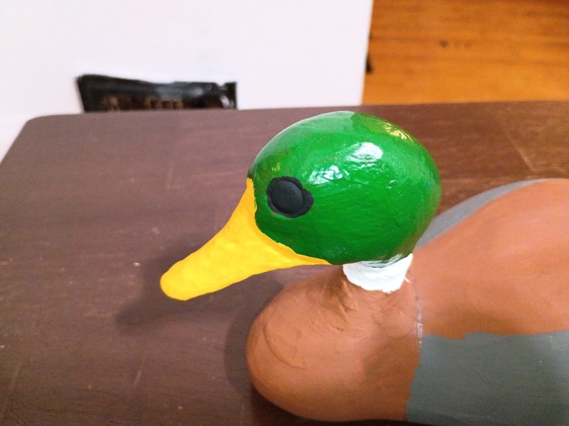 Small Wooden Carved Hand Painted Mallard Duck Decoy Figurine