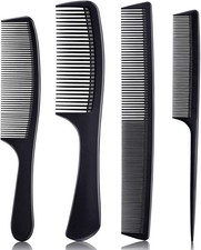 4 Pieces Combs for Women and Man, Premium Black Carbon Fiber Hair Comb Set for
