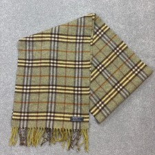 Burberry London Scarf 68x12 Inches Green Nova Check 100 Lambswool Made England