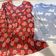 Hanna Andersson Size 5 Long Sleeve Flowered Dress Bonus PJ Top