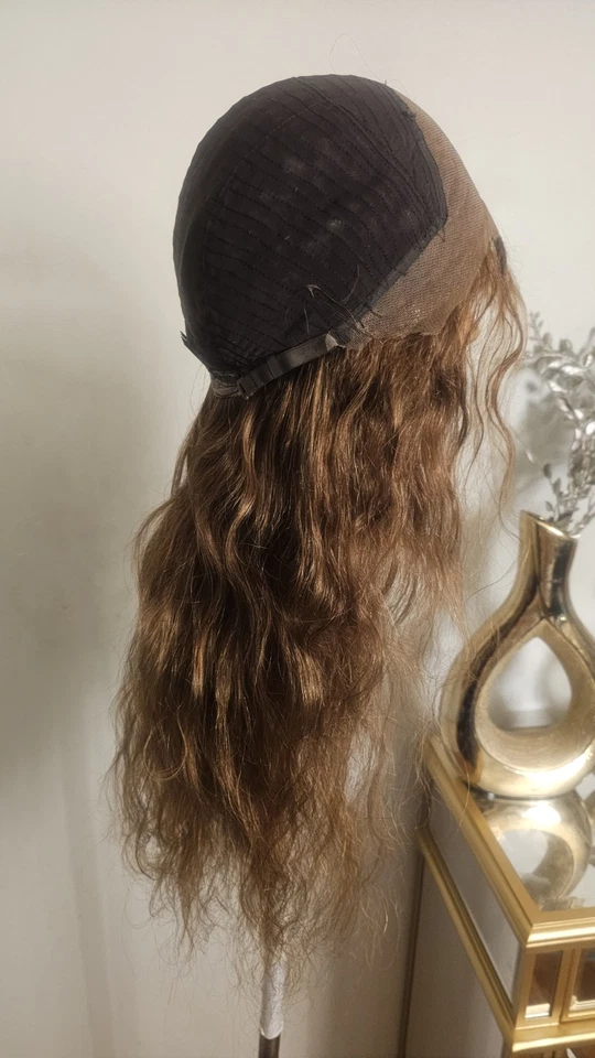 Peluca de encaje de cabello humano virgen 150 % marrón superior regular de alta calidad 26"  Foto 4 de 4