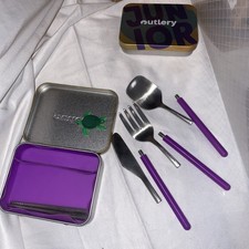 Kids Junior Travel Cutlery Set - Hygienic Stainless- Purple