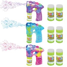 ArtCreativity 3 LED Light Up Bubble Guns, with Sound, Small, Battery Powered