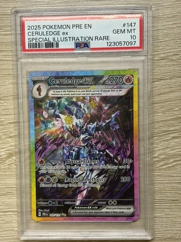 2025 POKEMON PRE EN-PRISMATIC EVOLUTIONS #147 CERULEDGE EX PSA 10