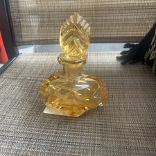 Vintage Art Deco yellow crystal perfume bottl...