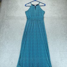 Ann Taylor LOFT Womens Halter Flowy Maxi Dress Blue Chevron Size XS