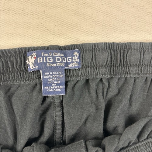 Pantalones Cortos Vintage Big Dogs Para Hombre 3X Cintura Elástica Cordón Perro Logo Vellón Negro - Imagen 6 de 6