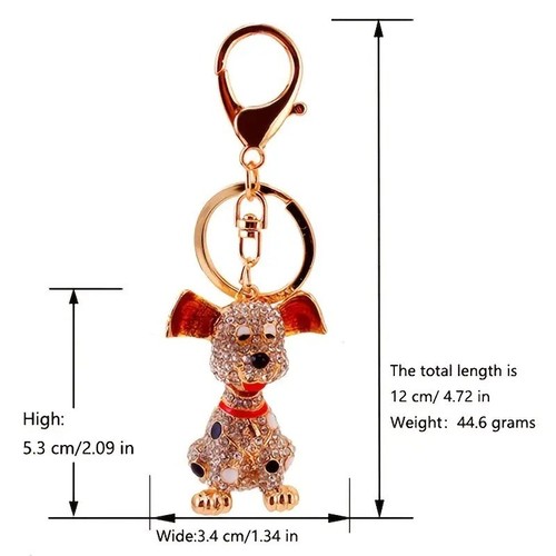 Carino Strass Cagnolino Charm Portachiavi Bling Cristallo Dalmata Cane Cucciolo Borsa - Foto 5 di 7