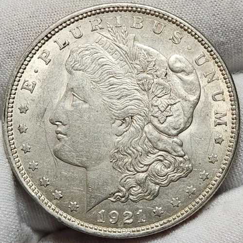 1921 P Morgan Silver Dollar, AU, 90% Silver US Coin, Morg-2142p2