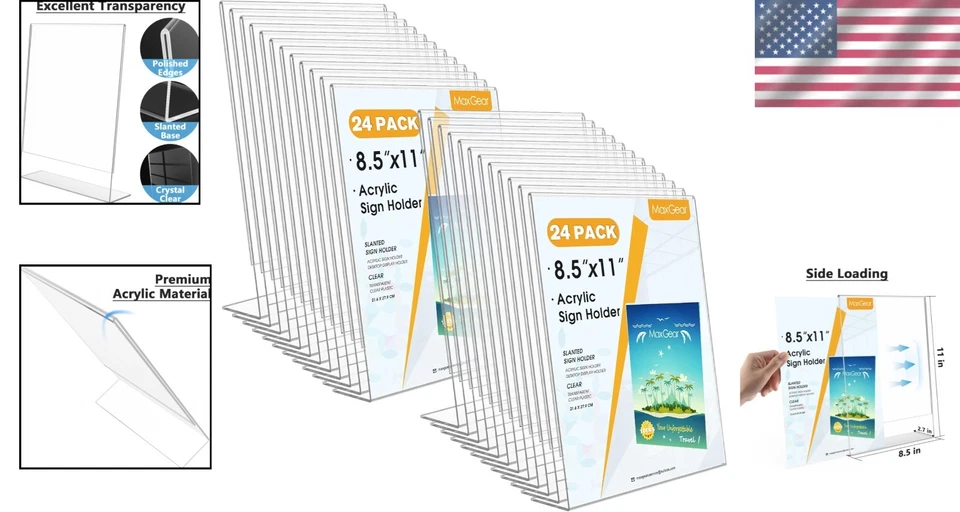 Clear Acrylic Sign Holder 8.5 x 11 Inches, 24 Pack - Image 2 of 4