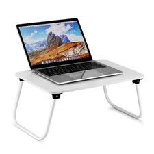 Folding Lap Desk Bed Tray - Portable Lightweight Laptop Stand for Sofa, White