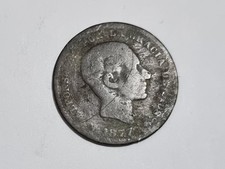 Old Spanish Coin Spain 5 centimos 1877 OM Peseta