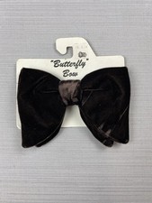 Vintage 70s 80s Velvet Bow Tie Clip On Brown Royal Rust Resistance NEW