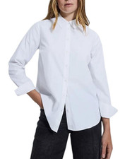 Ladies Cotton Blend White Formal Work Shirts Office Party Blouse Top P1617