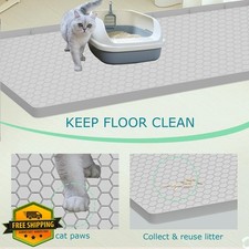 JSXZWOO Cat Litter Mat Light Grey Silicone Large 34x22 Waterproof