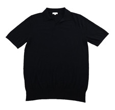 Reiss Men's Merino Wool Polo Shirt Black Size Large