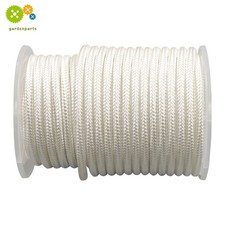 3/8" x 100' White Nylon Solid Braid Knot Rope High UV  Abrasion Resistance