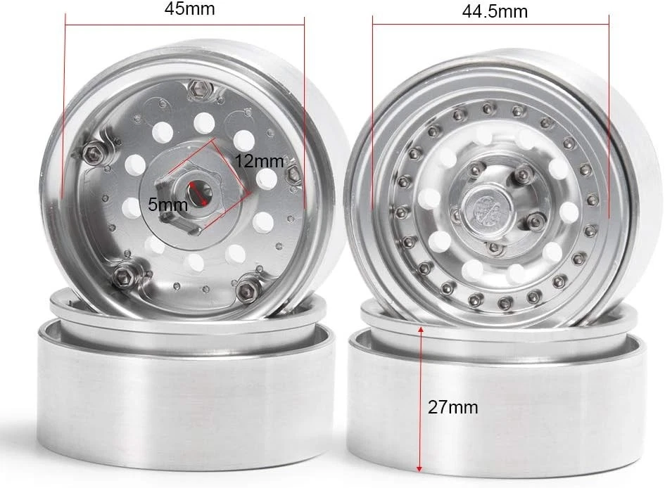 Pack of 4 Alloy Beadlock Wheel Rims for 1/10 RC Crawler - Image 4 of 4