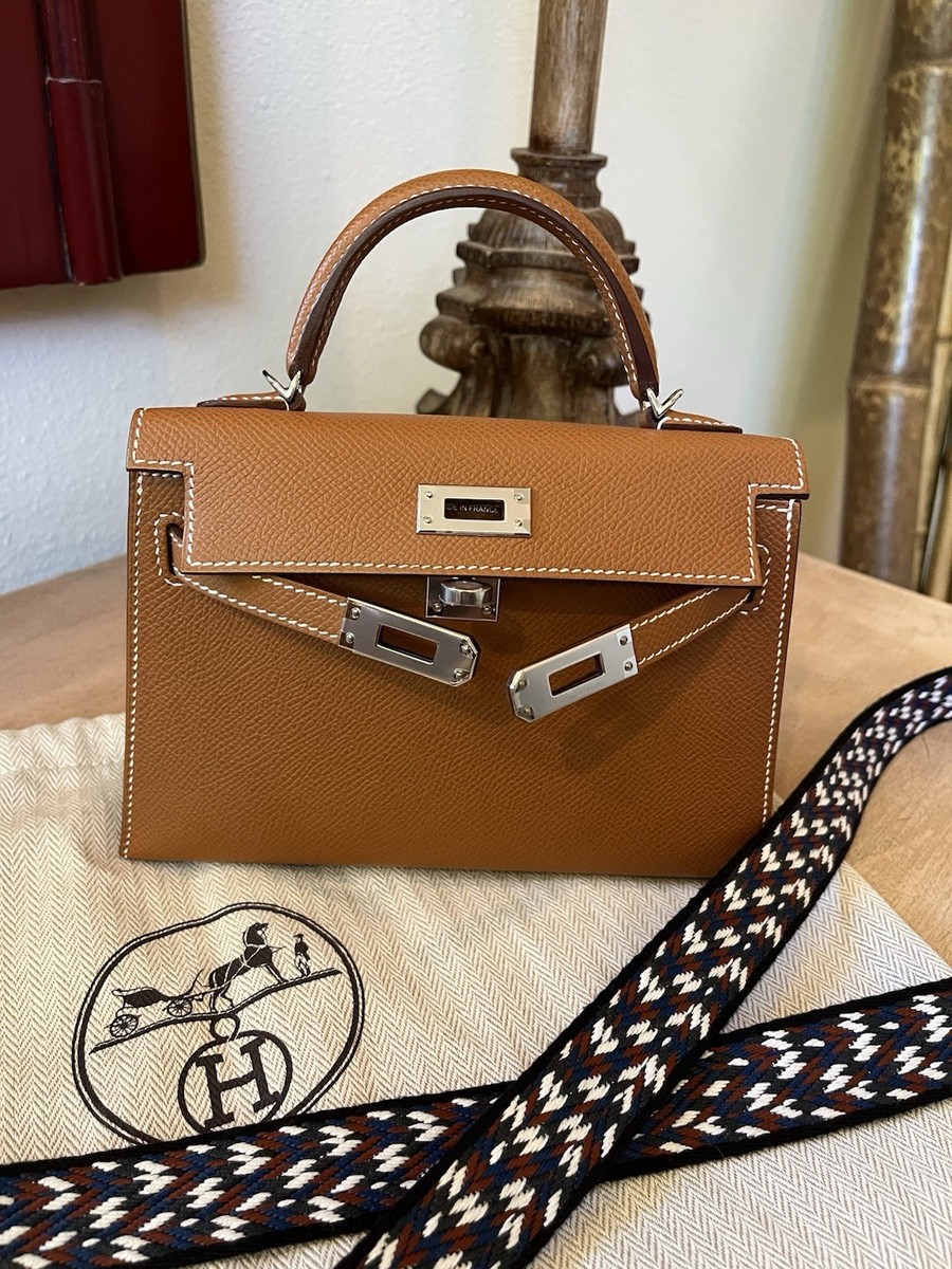 Hermes Mini Kelly 20 Gold Epsom Leather PHW Two Straps BNIB | eBay