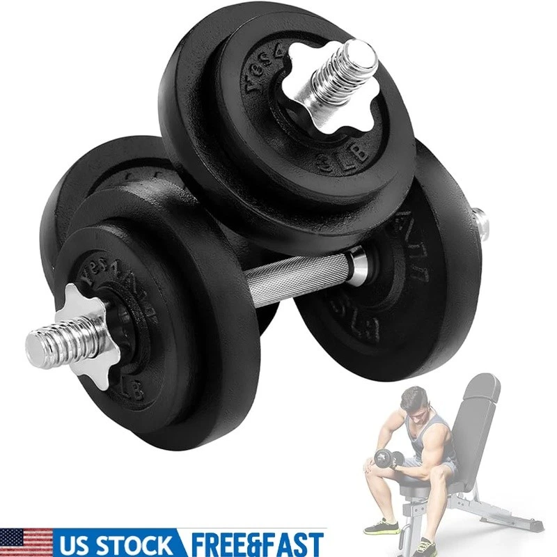 40LB Adjustable Dumbbell Set of 2 Cast Iron Non-Slip Grip Durable Weight Plates