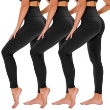 3 Pack Black Leggings for Women - Tummy Control High Waisted Soft Yoga Pants ...