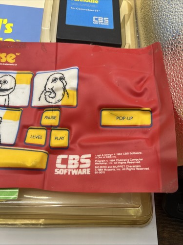 VINTAGE 1984 Big Bird's Funhouse Commodore 64 GAME WITH KEYBOARD COVER CBS GAMES - Picture 10 of 13