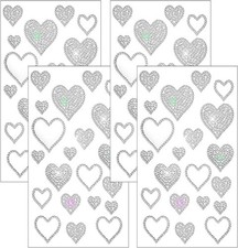4 Sheets Crystal Rhinestone Sticker Decals, Self Adhesive Glitter Bling Heart