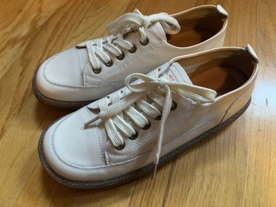 Obiono Women s Cream Leather Casual Sneakers With Gum Sole US Size 7.5