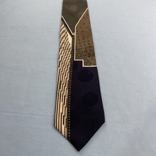 PALATINA Silk Tie Abstract Art Deco Geometric West Green Black White Mob vtg NWT