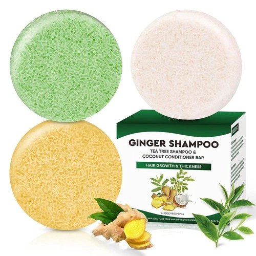 Tea Tree & Organic Ginger Shampoo Bars and Conditioner Set, for Clarifying...