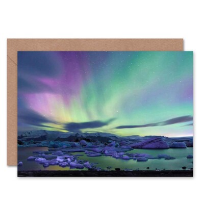 Aurora Borealis Nordlichter leere Grußkarte mit Umschlag