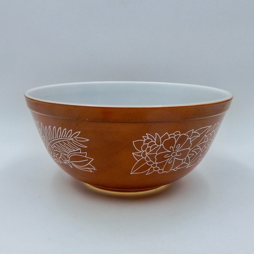 PYREX Mixing Nesting Bowl 403 Woodland Floral 2.5 L Dark Brown Vintage 1978-83 - Picture 4 of 10