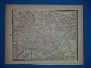 Vintage 1896 Atlas Mapa Cincinnati Ohio Viejo Autentico Libre De Envio Y Manipulacion Ebay