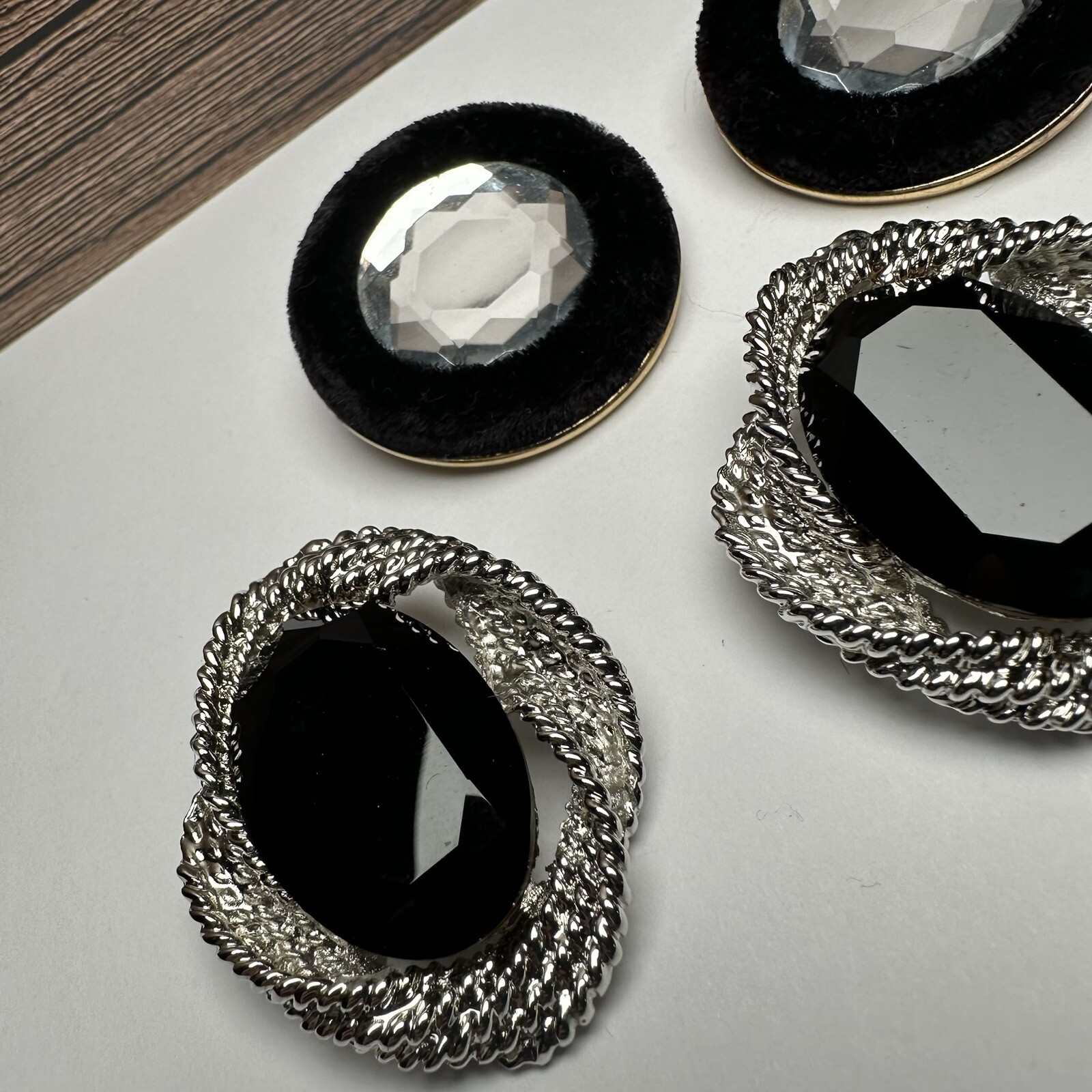 Rhinestone Large Oversized Statement Clip On Earr… - image 5