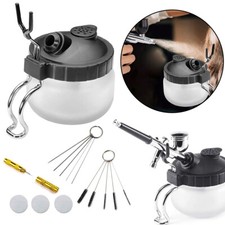 304ML Airbrush Cleaning Pot Glass Air Brush Holder Clean Paint Jar Bottle Kit
