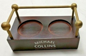 RARE Michael Collins Irish Whiskey Wood Style  2 Bottle Liquor Bottle Display 