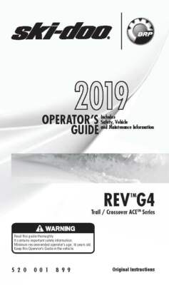 Ski-Doo Owners Manual Book 2019 REV G4 Grand Touring Limited 900 ACE Turbo 