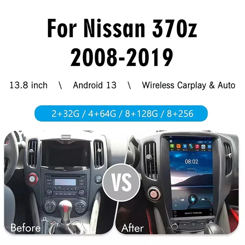 13.8“Android Car Radio For Nissan 370Z 2008-2019 Wireless CarPlay WiFi GPS Navi - Изображение 2 из 4