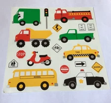 6 x 6" VINTAGE MRS GROSSMAN STICKERS CARS TRUCKS BUS FIRE ENGINE TAXI POLICE *