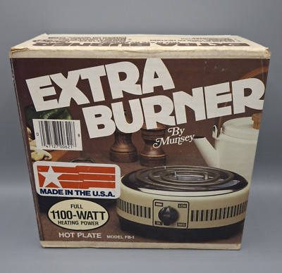 Munsey FB-1 Extra Burner White 1100 Watts 120v, Vintage 1986 Made in USA, Works