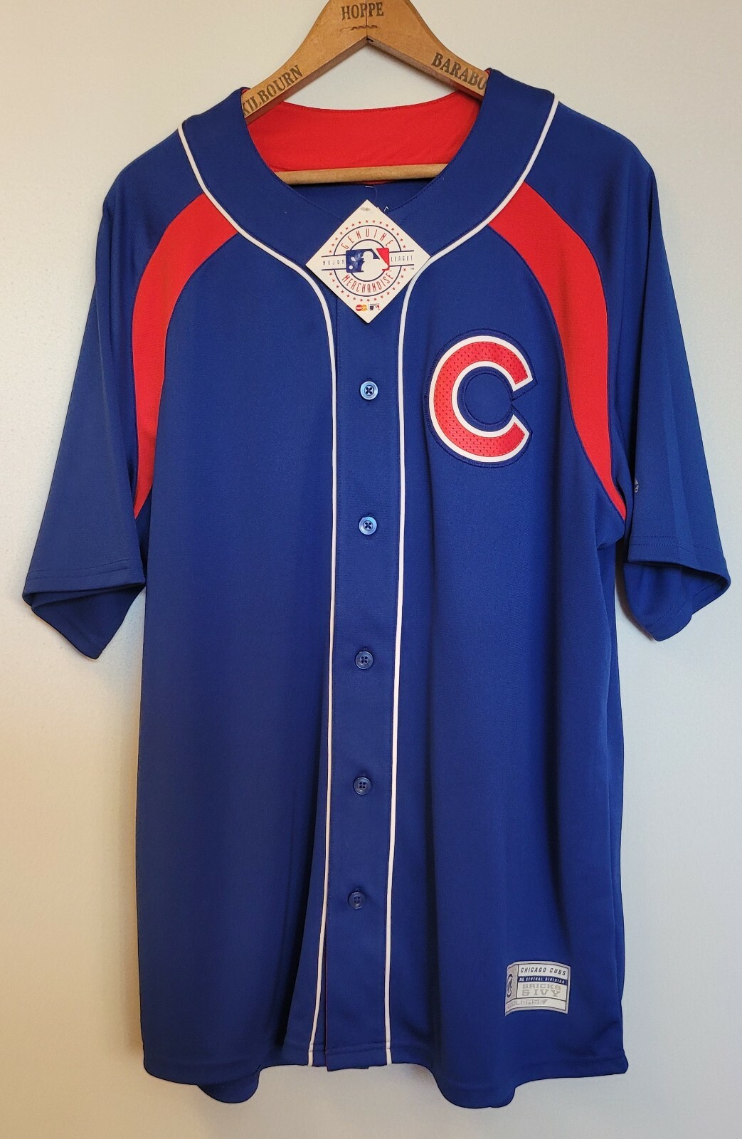 MENS Majestic Chicago Cubs Short Sleeve Button Down Jersey MLB Baseball