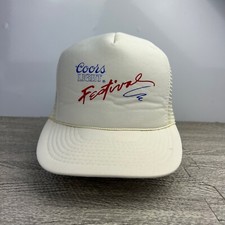Vintage 90s Coors Light Festival Trucker Hat Cap Snap Back Adjustable Gray Beer