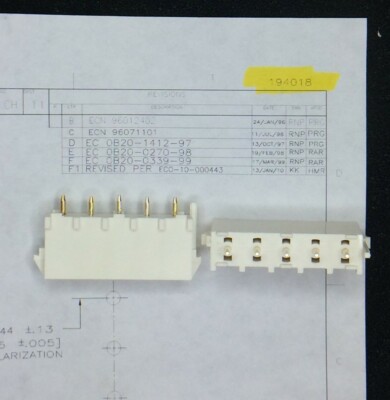 194018-1 AMP CONN HEADER VERT 5POS 6.35MM BULK 4 PIECES