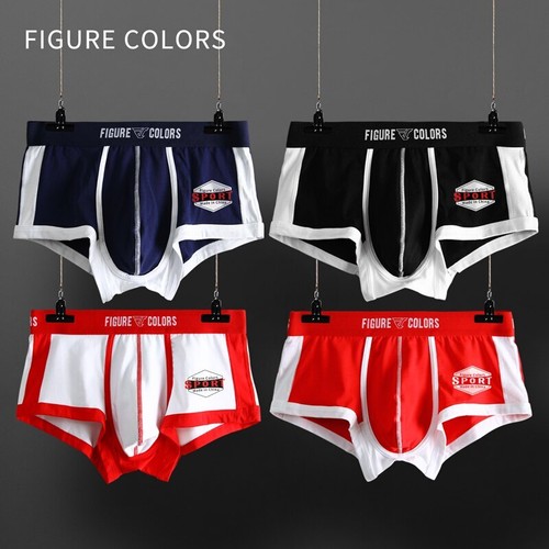 4PCS Men Cotton Boxer Briefs Breathable Sports Bottoms U Convex Pouch Underpant - Picture 6 of 37